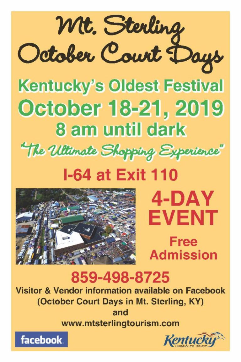 October Court Days 2019 Music Schedule Mt Sterling KY